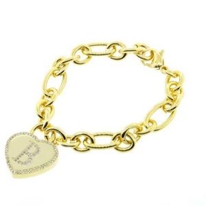 14k gold plated stainless initial heart Bracelet